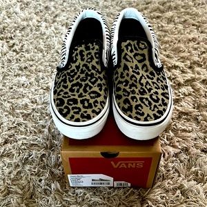 Vans Leopard/Zebra Print Slip Ons